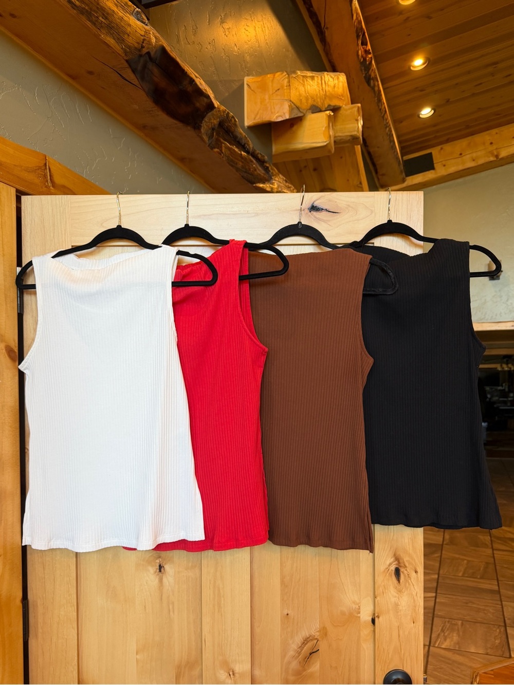 Old Navy BUNDLE OF 4 Boat-Neck Ribbed Tops, 3M, 1S, White, Black, Brown and Red